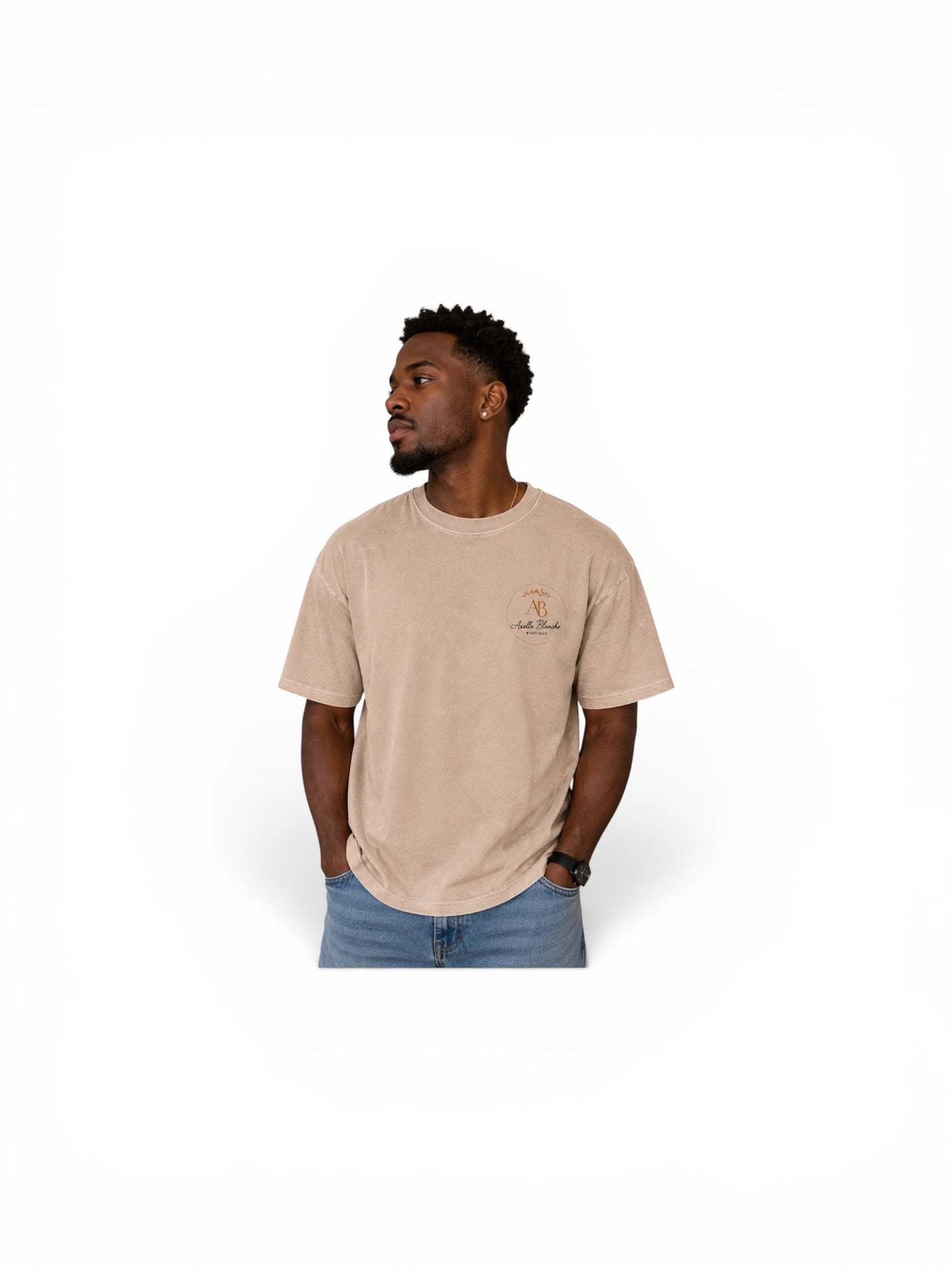 Beige Washed Cotton T-shirt