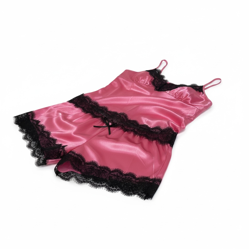 Elegant Scarlet Satin Lace Lingerie Set